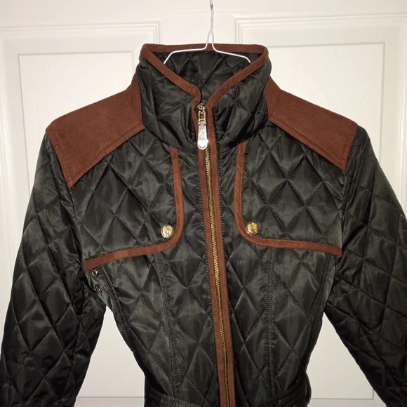 Vince Camuto Black and Brown Quilted Utility Jacket - Picture 6 of 7